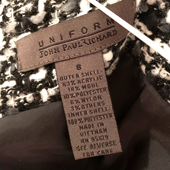 Skirt Suit Tweed Fringe Set Black/White (Jacket Sz 12, Skirt Sz 8) John … - Picture 13 of 15